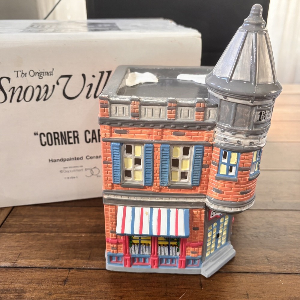 Department 56 Original Snow Village Corner Cafe w/Box NO LIGHT, FLAWS - READ!